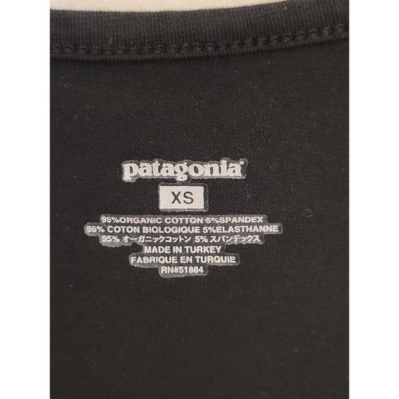 PATAGONIA WOMENS BLACK DRESS 3/4 SLEEVE ORGANIC  STRETCH COTTON MIX SIZE XS #938 - Picture 7 of 8